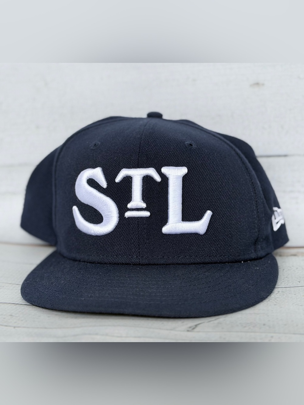 New Era STL Snapback Hat | Black White Embroidered Flat Bill Baseball Cap